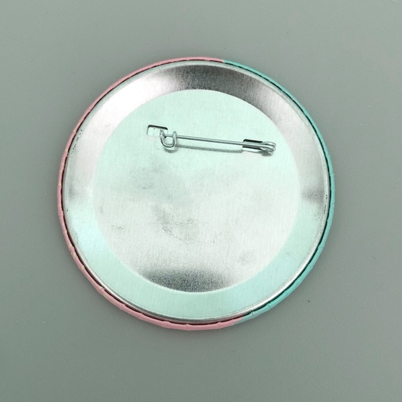 Collectible “Thrift Proud” Circular Button Pin 3” x 3” Pink & Blue - Picture 2 of 4